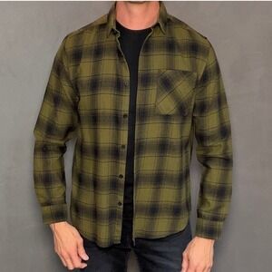 NWOT New Look Men's Green & Black Plaid Flannel Shirt Size M 100% Cotton